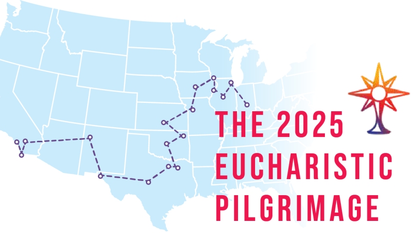 map of the 2025 Eucharistic Pilgrimage across the US