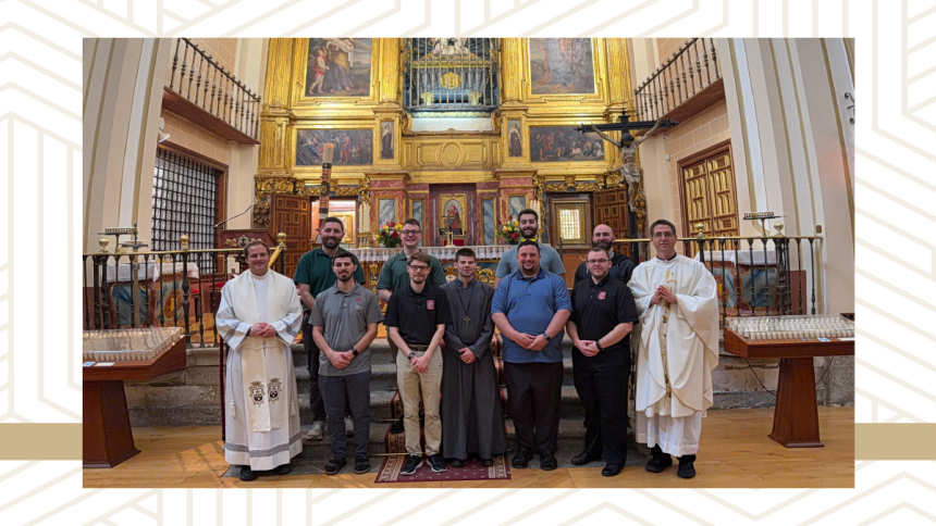 As part of their European pilgrimage, Andrew and fellow seminarians visited the Carmelite Convent of the Annunciation in Alba de Tormes, Spain, where  St. Teresa of Ávila is entombed above the altar.