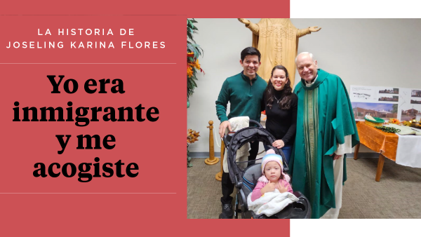 Hazzel and her family with a priest