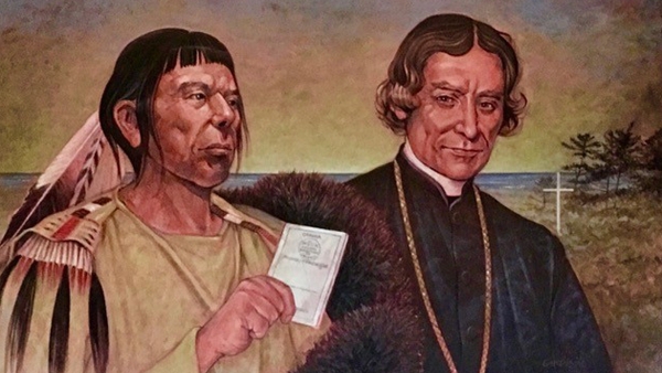 black robe priest with native american
